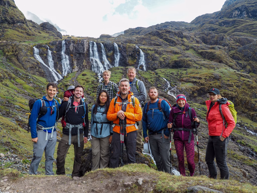 Trekking Lares over the Ipsaycocha high altitude pass during the Lares expedition.
