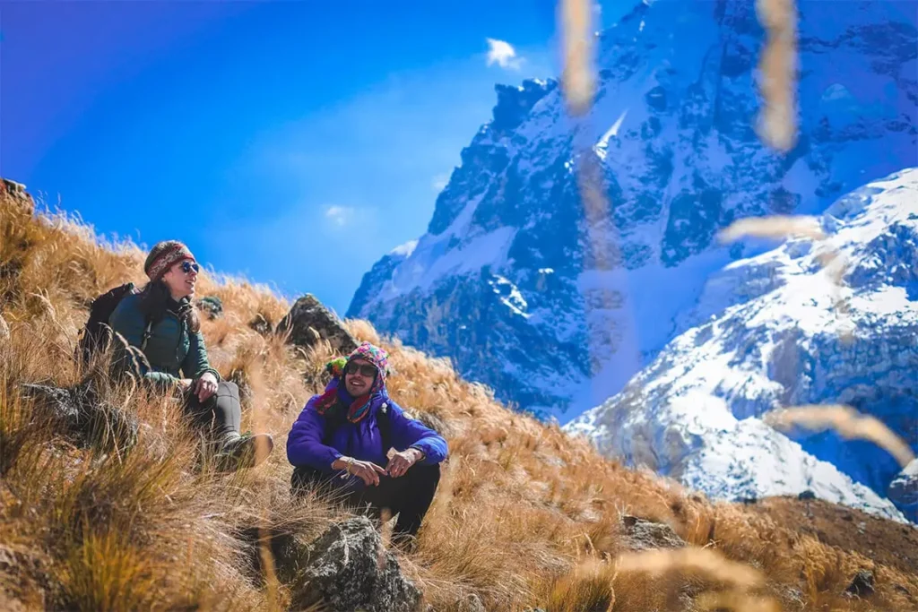 Snow-capped Salkantay mountain peak view during the 5-day glacial expedition.